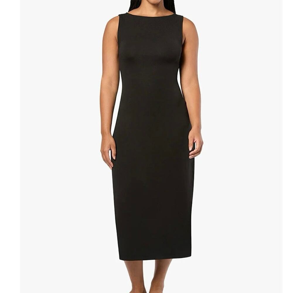 NEW- NWT WeWoreWhat Black Boat Neck Cotton Rib Midi Dress Sz S SOLD OUT online